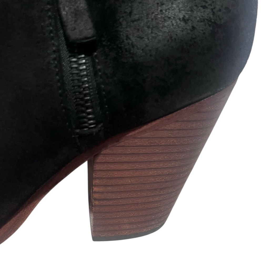RAG & BONE Margot Waxed Suede Zip Booties – Black Ankle Boots Block Heel - Picture 5 of 11